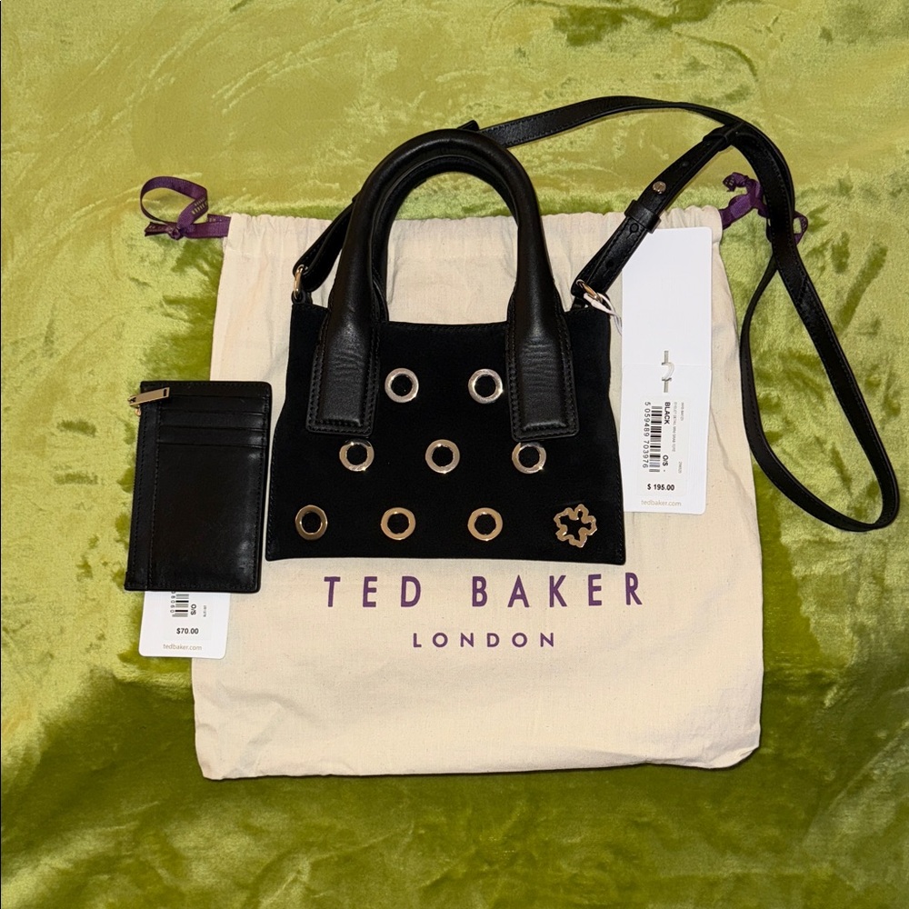 Ted Baker Black Mini Bag with Gold Accents